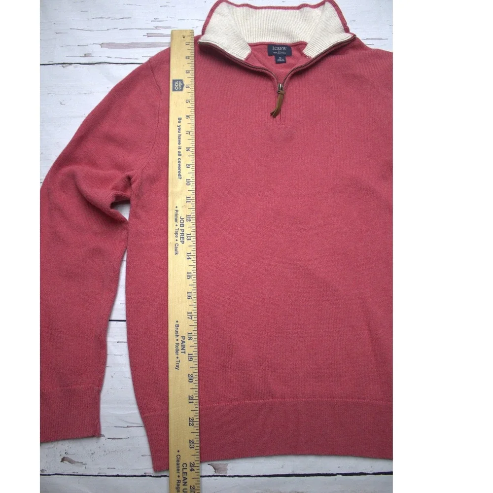 J.Crew Mens 100% Cotton Quarter Zip Sweater Red Small Preppy